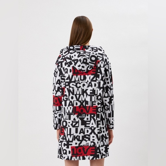 Love Moschino Alphabet Logo Print Hooded Long Sleeves Art To Wear Shirt Dress - Picture 2 of 15